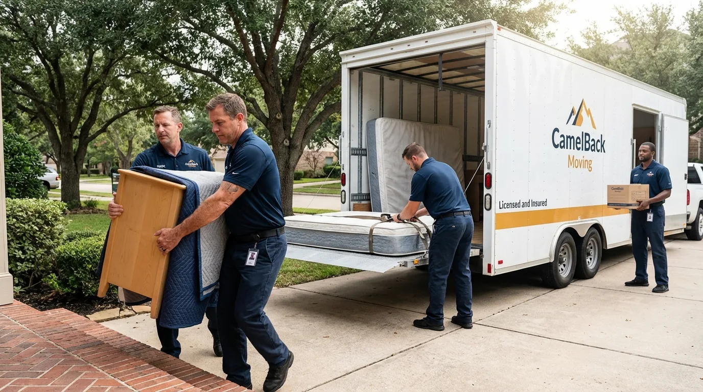 Crew loading residential truck for cross-state move from Wagner, SD