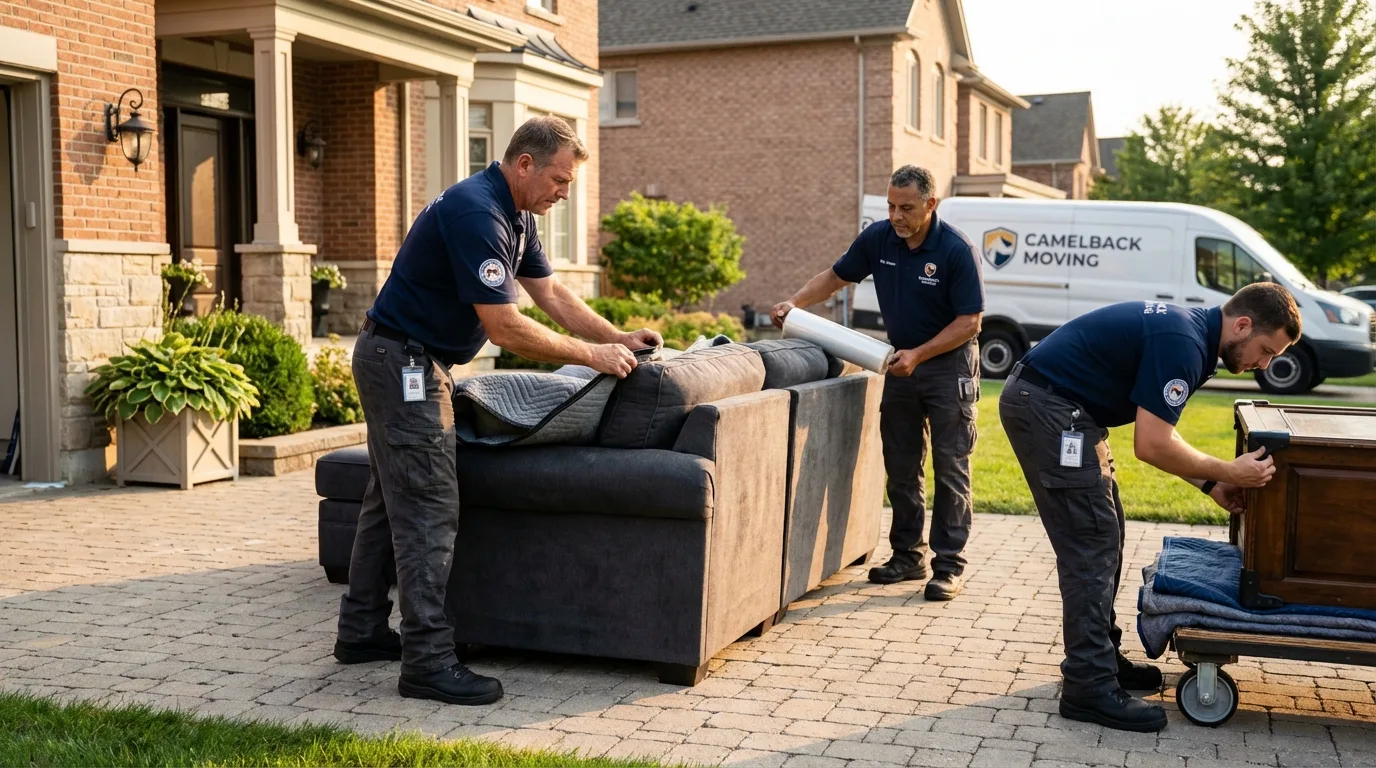 Large estate moving crew wrapping furniture in Wagner, SD