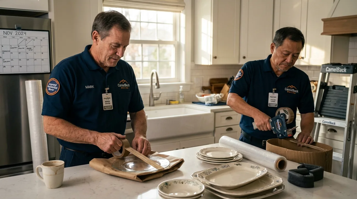 Professional crew packing kitchen dishware in Wagner, SD